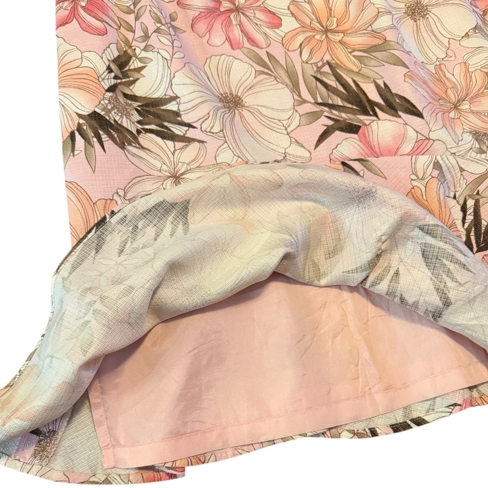 Ann Taylor Loft Y2K Silk Blend Flounce Hem Skirt 4P Coquette Floral Pink Cottage - Picture 5 of 6